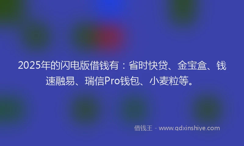 2025年的闪电版借钱有：省时快贷、金宝盒、钱速融易、瑞信Pro钱包、小麦粒等。