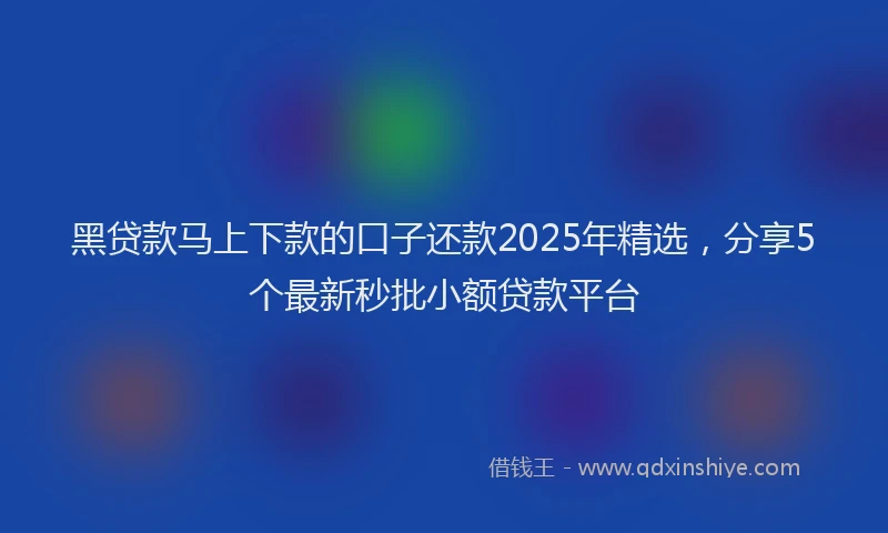 黑贷款马上下款的口子还款2025年精选，分享5个最新秒批小额贷款平台