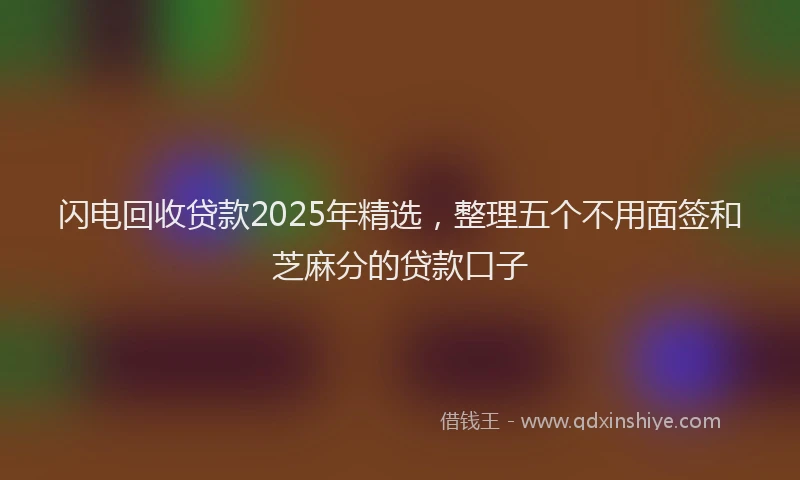 闪电回收贷款2025年精选，整理五个不用面签和芝麻分的贷款口子
