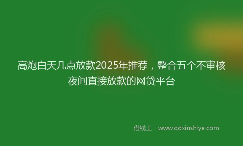 高炮白天几点放款2025年推荐，整合五个不审核夜间直接放款的网贷平台