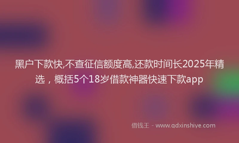 黑户下款快,不查征信额度高,还款时间长2025年精选，概括5个18岁借款神器快速下款app