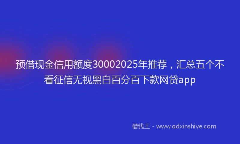 预借现金信用额度30002025年推荐，汇总五个不看征信无视黑白百分百下款网贷app