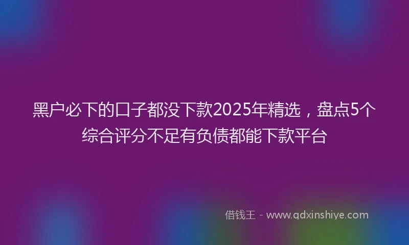 黑户必下的口子都没下款2025年精选，盘点5个综合评分不足有负债都能下款平台