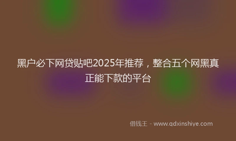 黑户必下网贷贴吧2025年推荐，整合五个网黑真正能下款的平台
