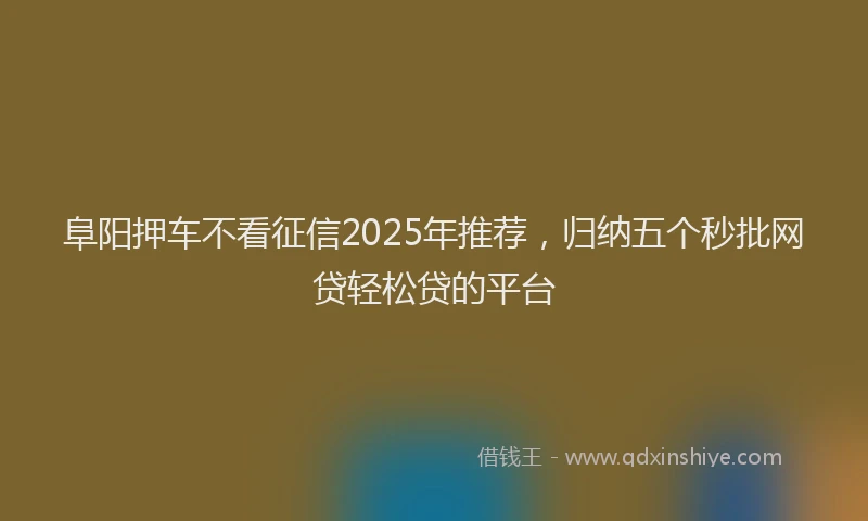阜阳押车不看征信2025年推荐，归纳五个秒批网贷轻松贷的平台