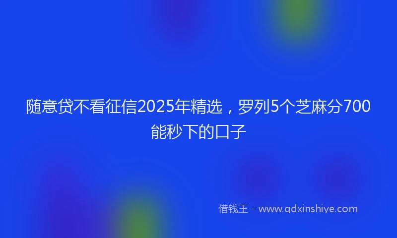 随意贷不看征信2025年精选，罗列5个芝麻分700能秒下的口子