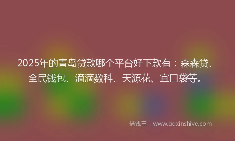 2025年的青岛贷款哪个平台好下款有：森森贷、全民钱包、滴滴数科、天源花、宜口袋等。