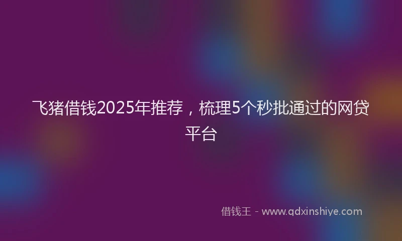 飞猪借钱2025年推荐，梳理5个秒批通过的网贷平台