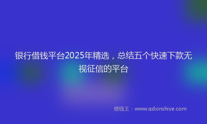 银行借钱平台2025年精选，总结五个快速下款无视征信的平台