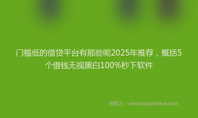 门槛低的借贷平台有那些呢2025年推荐，概括5个借钱无视黑白100%秒下软件