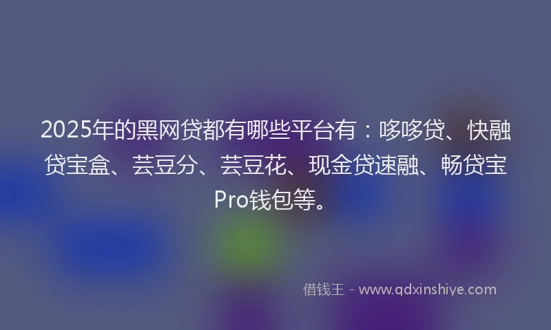 2025年的黑网贷都有哪些平台有：哆哆贷、快融贷宝盒、芸豆分、芸豆花、现金贷速融、畅贷宝Pro钱包等。