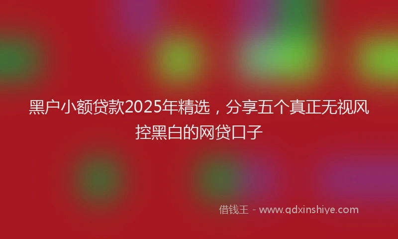 黑户小额贷款2025年精选，分享五个真正无视风控黑白的网贷口子