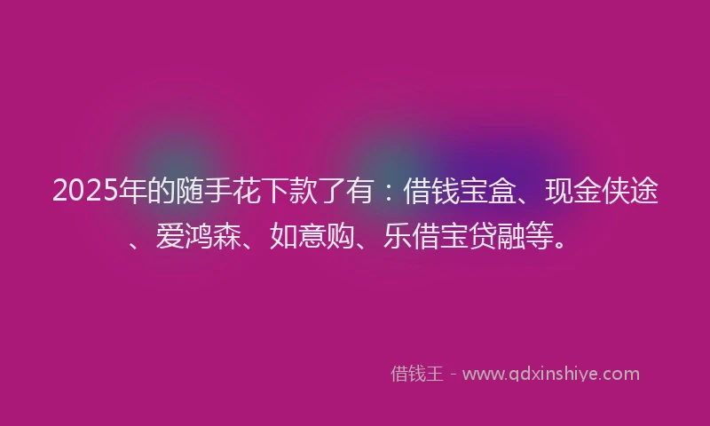 2025年的随手花下款了有：借钱宝盒、现金侠途、爱鸿森、如意购、乐借宝贷融等。