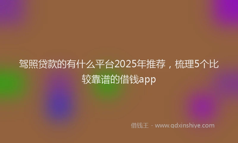 驾照贷款的有什么平台2025年推荐，梳理5个比较靠谱的借钱app