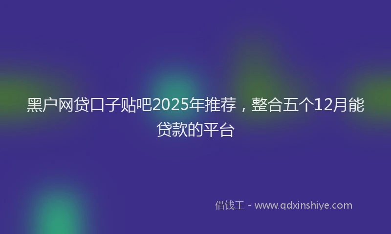 黑户网贷口子贴吧2025年推荐，整合五个12月能贷款的平台