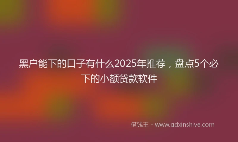 黑户能下的口子有什么2025年推荐，盘点5个必下的小额贷款软件
