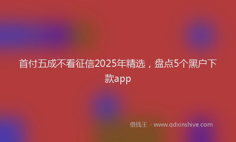 首付五成不看征信2025年精选，盘点5个黑户下款app