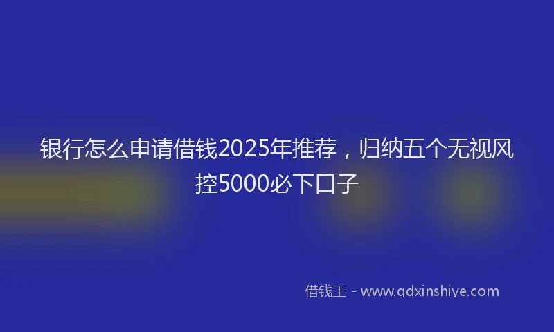 银行怎么申请借钱2025年推荐，归纳五个无视风控5000必下口子