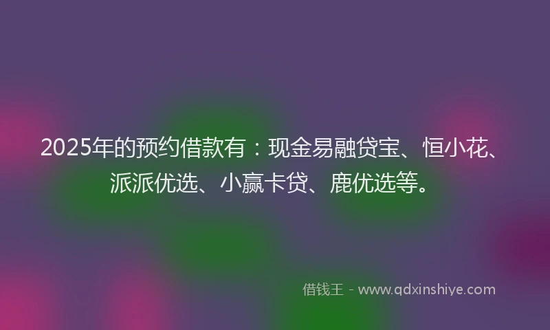 2025年的预约借款有：现金易融贷宝、恒小花、派派优选、小赢卡贷、鹿优选等。