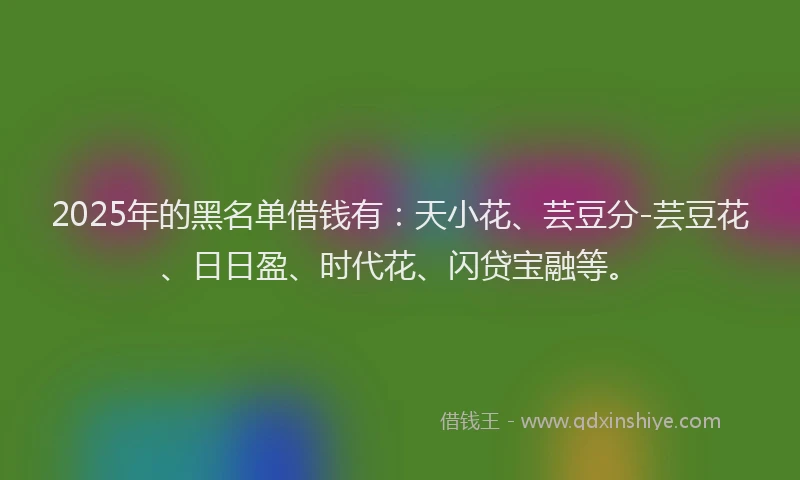 2025年的黑名单借钱有：天小花、芸豆分-芸豆花、日日盈、时代花、闪贷宝融等。