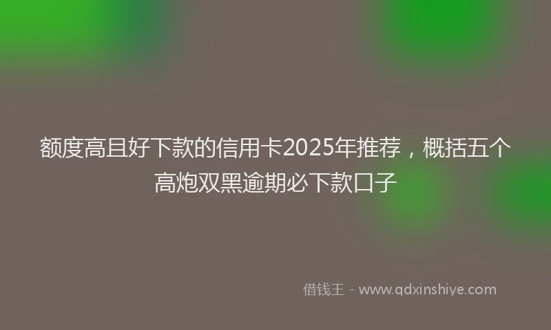 额度高且好下款的信用卡2025年推荐，概括五个高炮双黑逾期必下款口子