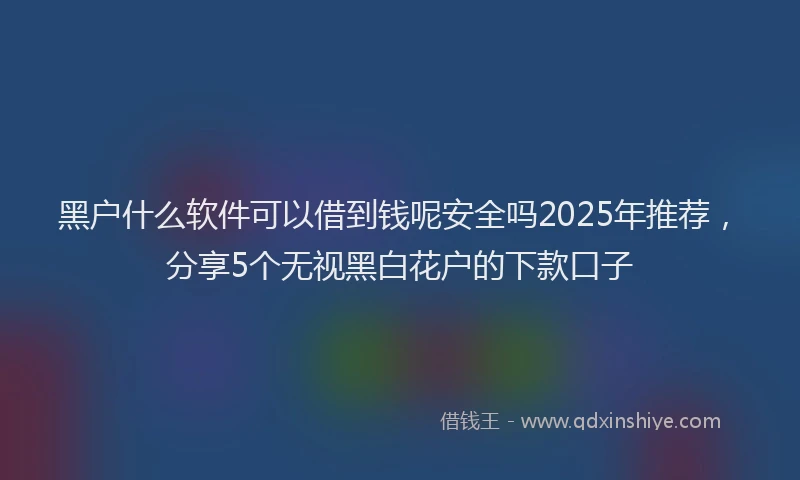 黑户什么软件可以借到钱呢安全吗2025年推荐，分享5个无视黑白花户的下款口子