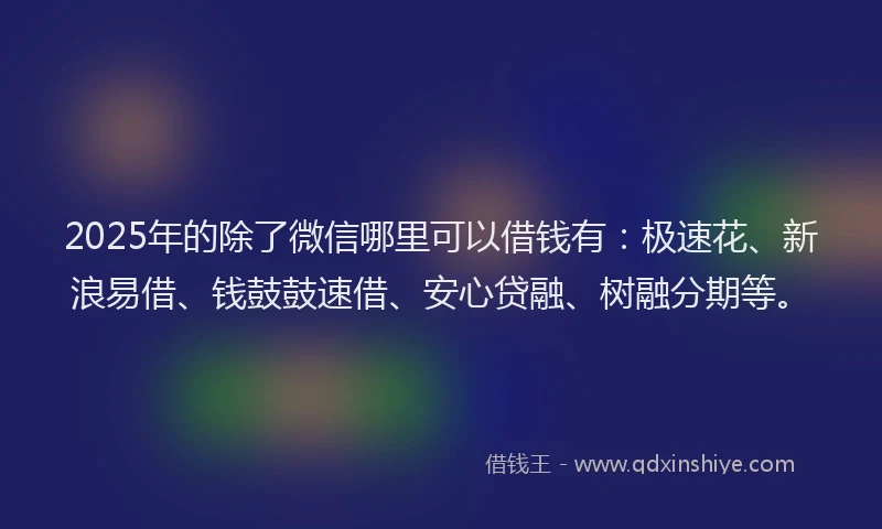 2025年的除了微信哪里可以借钱有：极速花、新浪易借、钱鼓鼓速借、安心贷融、树融分期等。