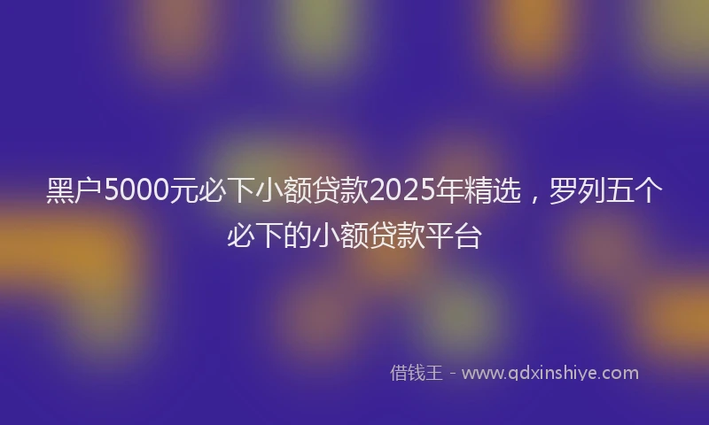 黑户5000元必下小额贷款2025年精选，罗列五个必下的小额贷款平台