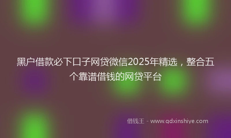 黑户借款必下口子网贷微信2025年精选，整合五个靠谱借钱的网贷平台
