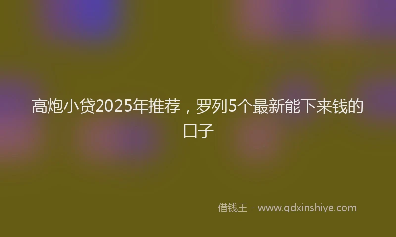 高炮小贷2025年推荐，罗列5个最新能下来钱的口子