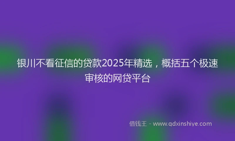 银川不看征信的贷款2025年精选，概括五个极速审核的网贷平台