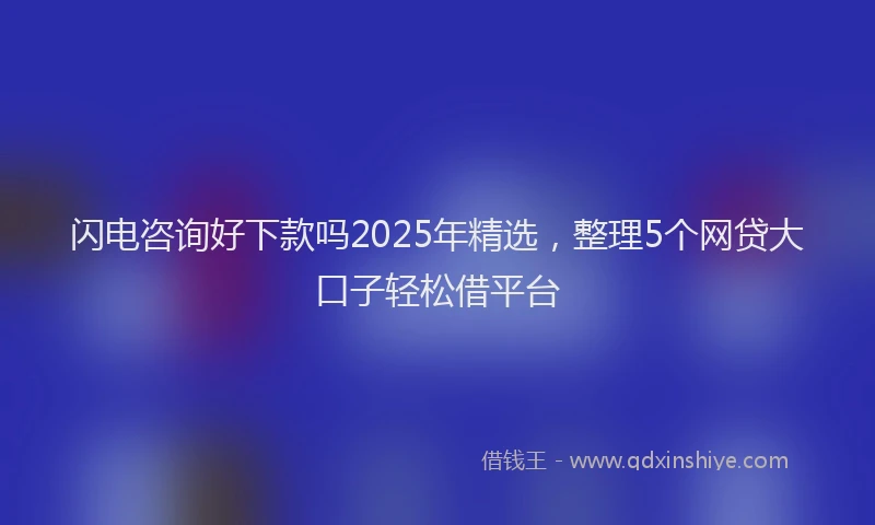 闪电咨询好下款吗2025年精选，整理5个网贷大口子轻松借平台