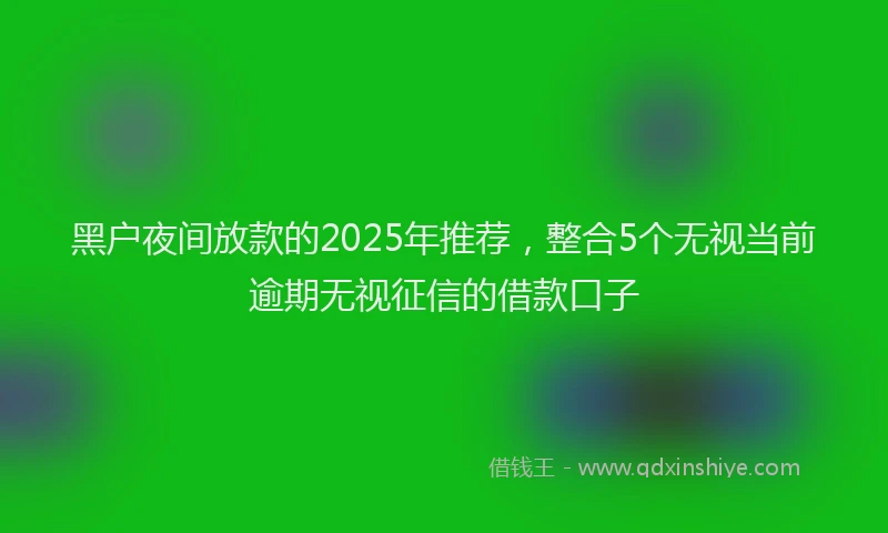 黑户夜间放款的2025年推荐，整合5个无视当前逾期无视征信的借款口子