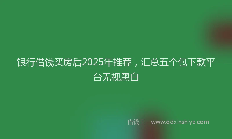 银行借钱买房后2025年推荐，汇总五个包下款平台无视黑白