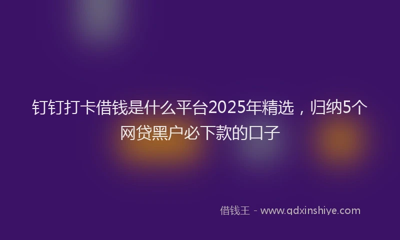 钉钉打卡借钱是什么平台2025年精选，归纳5个网贷黑户必下款的口子