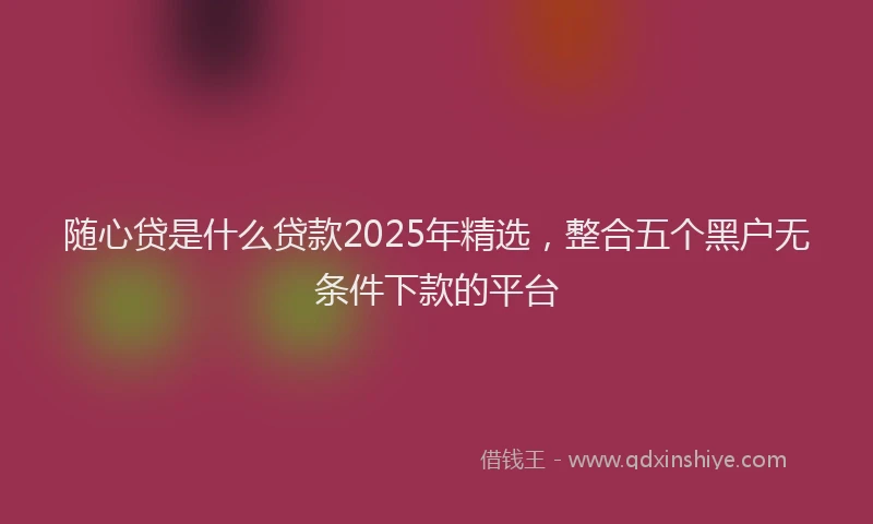 随心贷是什么贷款2025年精选，整合五个黑户无条件下款的平台