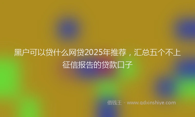 黑户可以贷什么网贷2025年推荐，汇总五个不上征信报告的贷款口子
