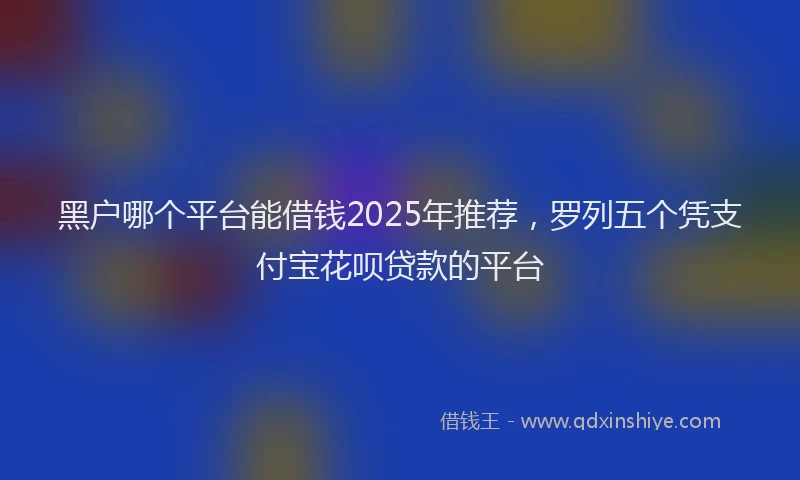 黑户哪个平台能借钱2025年推荐，罗列五个凭支付宝花呗贷款的平台