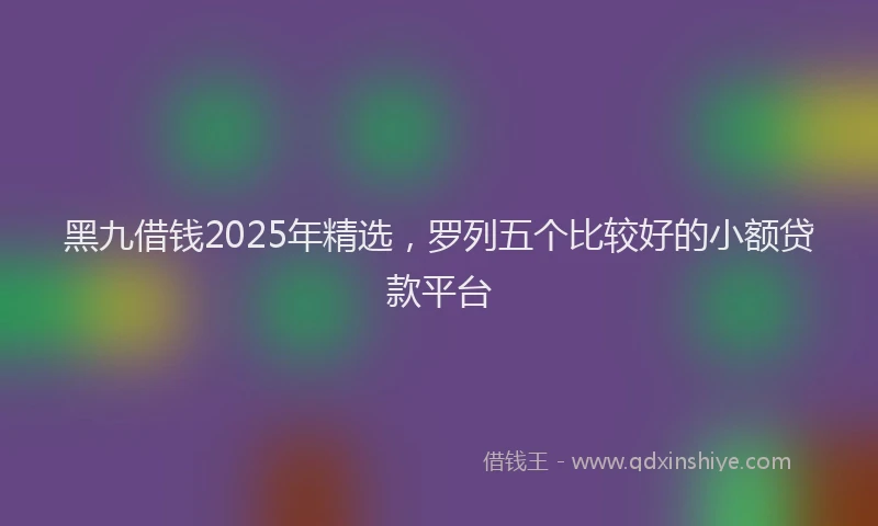 黑九借钱2025年精选，罗列五个比较好的小额贷款平台