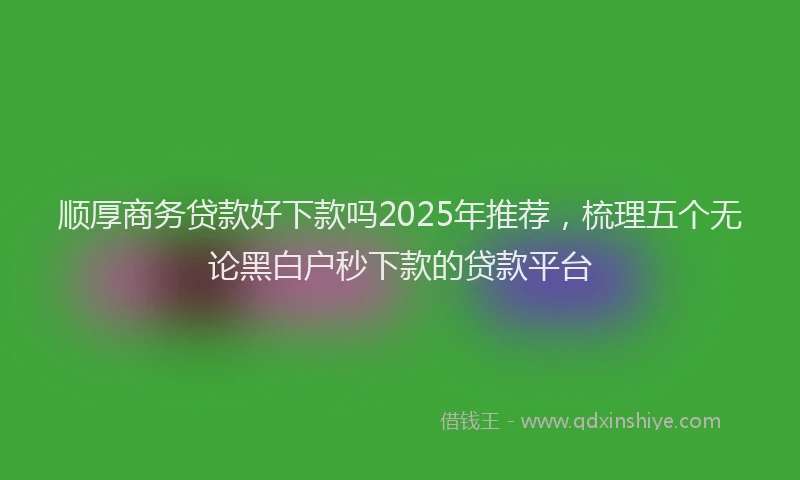 顺厚商务贷款好下款吗2025年推荐，梳理五个无论黑白户秒下款的贷款平台