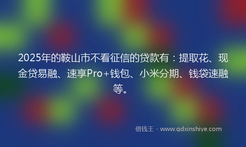 2025年的鞍山市不看征信的贷款有：提取花、现金贷易融、速享Pro+钱包、小米分期、钱袋速融等。