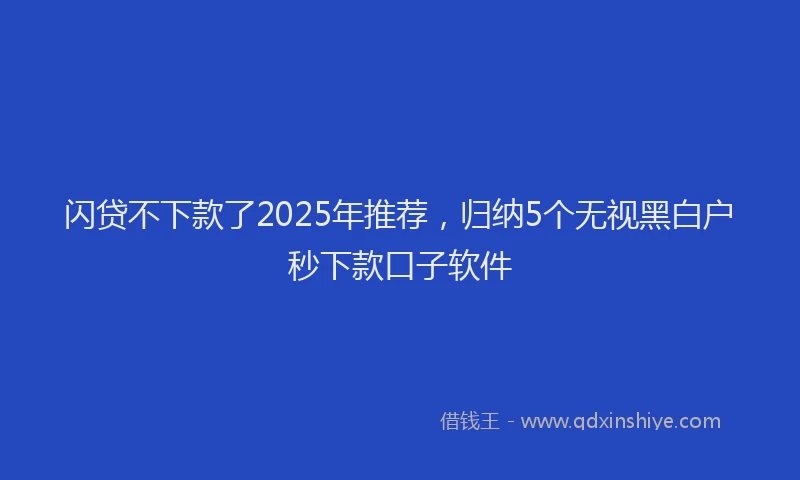 闪贷不下款了2025年推荐，归纳5个无视黑白户秒下款口子软件