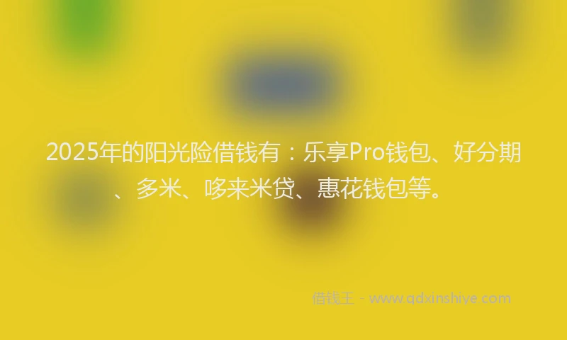 2025年的阳光险借钱有：乐享Pro钱包、好分期、多米、哆来米贷、惠花钱包等。