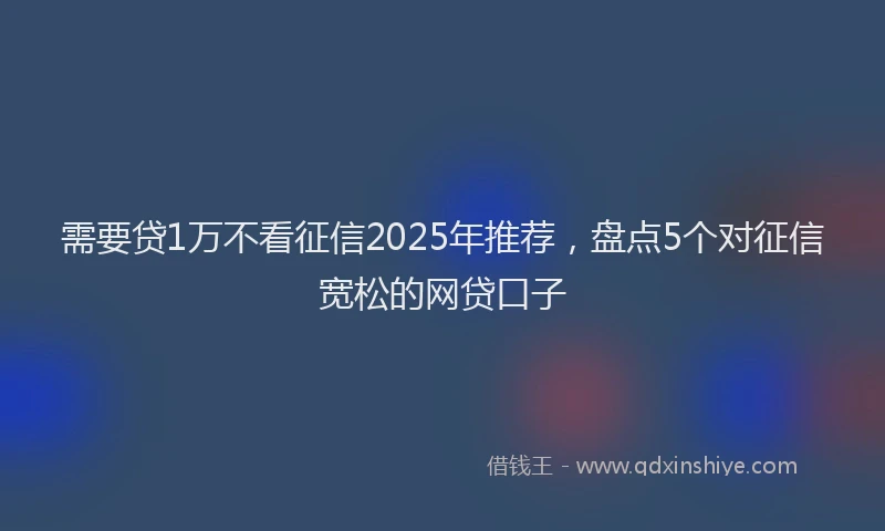需要贷1万不看征信2025年推荐，盘点5个对征信宽松的网贷口子