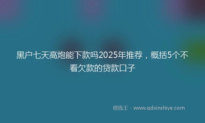 黑户七天高炮能下款吗2025年推荐，概括5个不看欠款的贷款口子