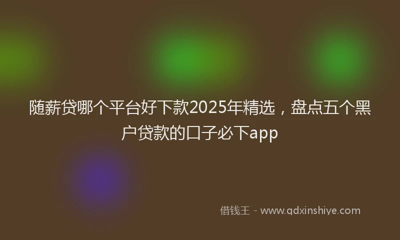 随薪贷哪个平台好下款2025年精选，盘点五个黑户贷款的口子必下app