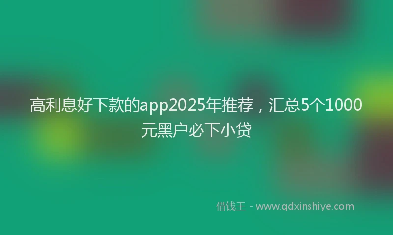 高利息好下款的app2025年推荐，汇总5个1000元黑户必下小贷