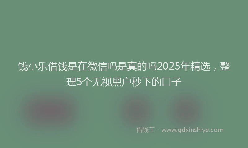 钱小乐借钱是在微信吗是真的吗2025年精选，整理5个无视黑户秒下的口子