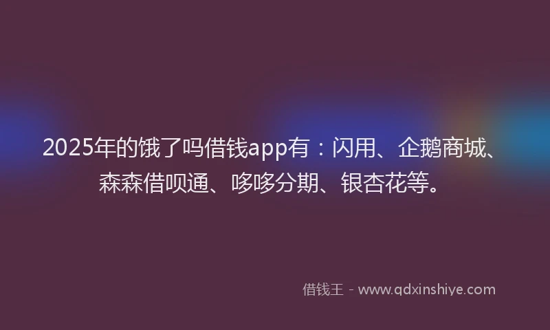 2025年的饿了吗借钱app有：闪用、企鹅商城、森森借呗通、哆哆分期、银杏花等。