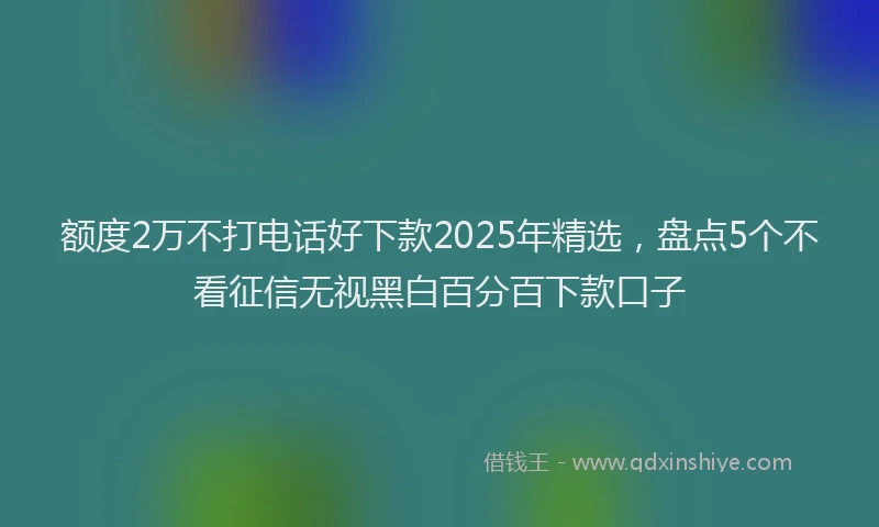 额度2万不打电话好下款2025年精选，盘点5个不看征信无视黑白百分百下款口子